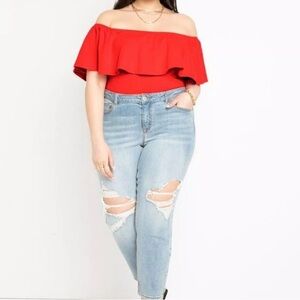 Eloquii Off The Shoulder Ruffle Top